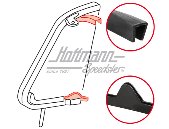 Joint, vitre de déflecteur / cadre, -7.64 | 111 837 271 | 020-5233-12