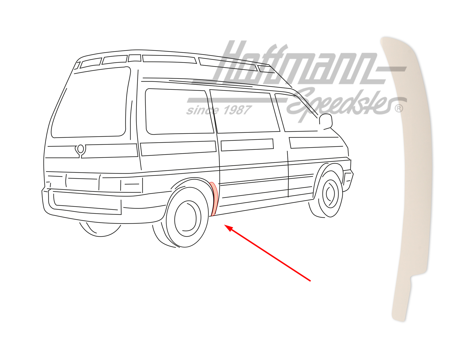 Feuille de pare-pierres, arrière, droite | 701 853 932 A | 408-6500-02