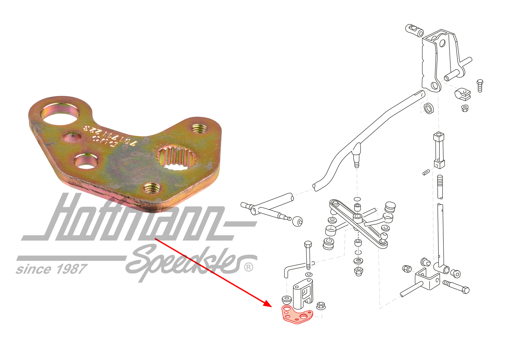 Levier, tige de commande, en bas, Bus T4 | 701 711 223 | 407-2010-73