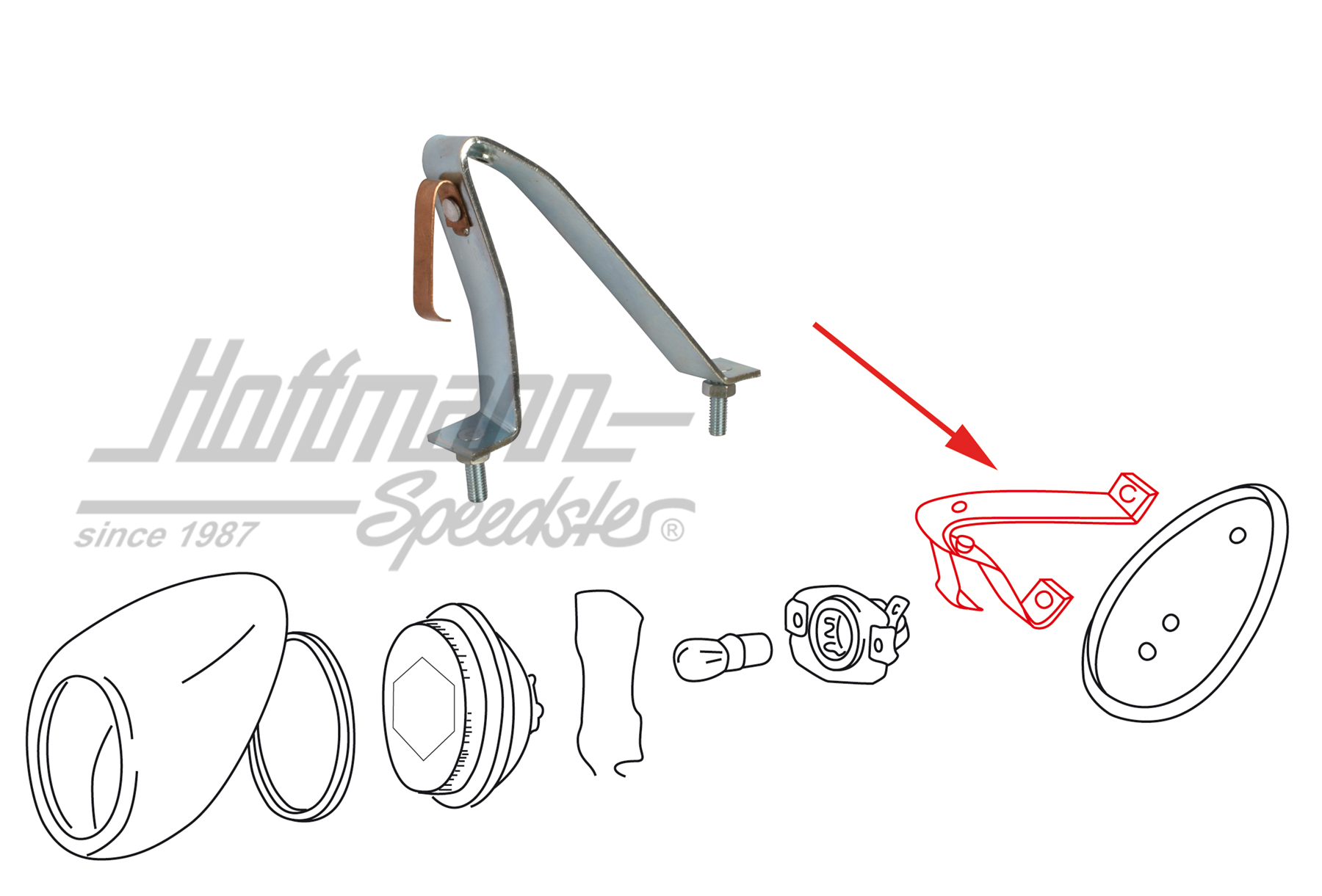 Cadre support, boîte de feu arrière, 55-61, droite                                                  