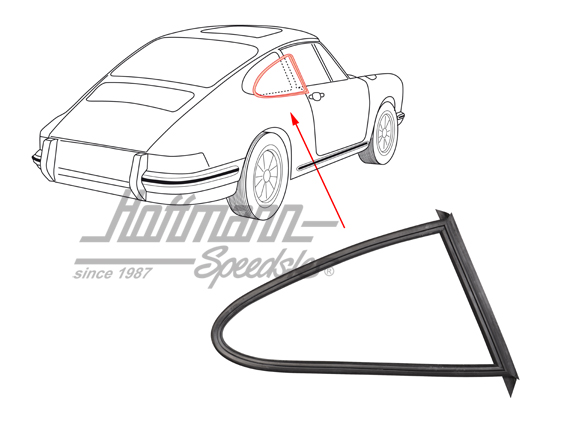 Joint, vitre latérale, 911 Coupé, 78-89, droite | 911 543 036 01 | 515-0975-12