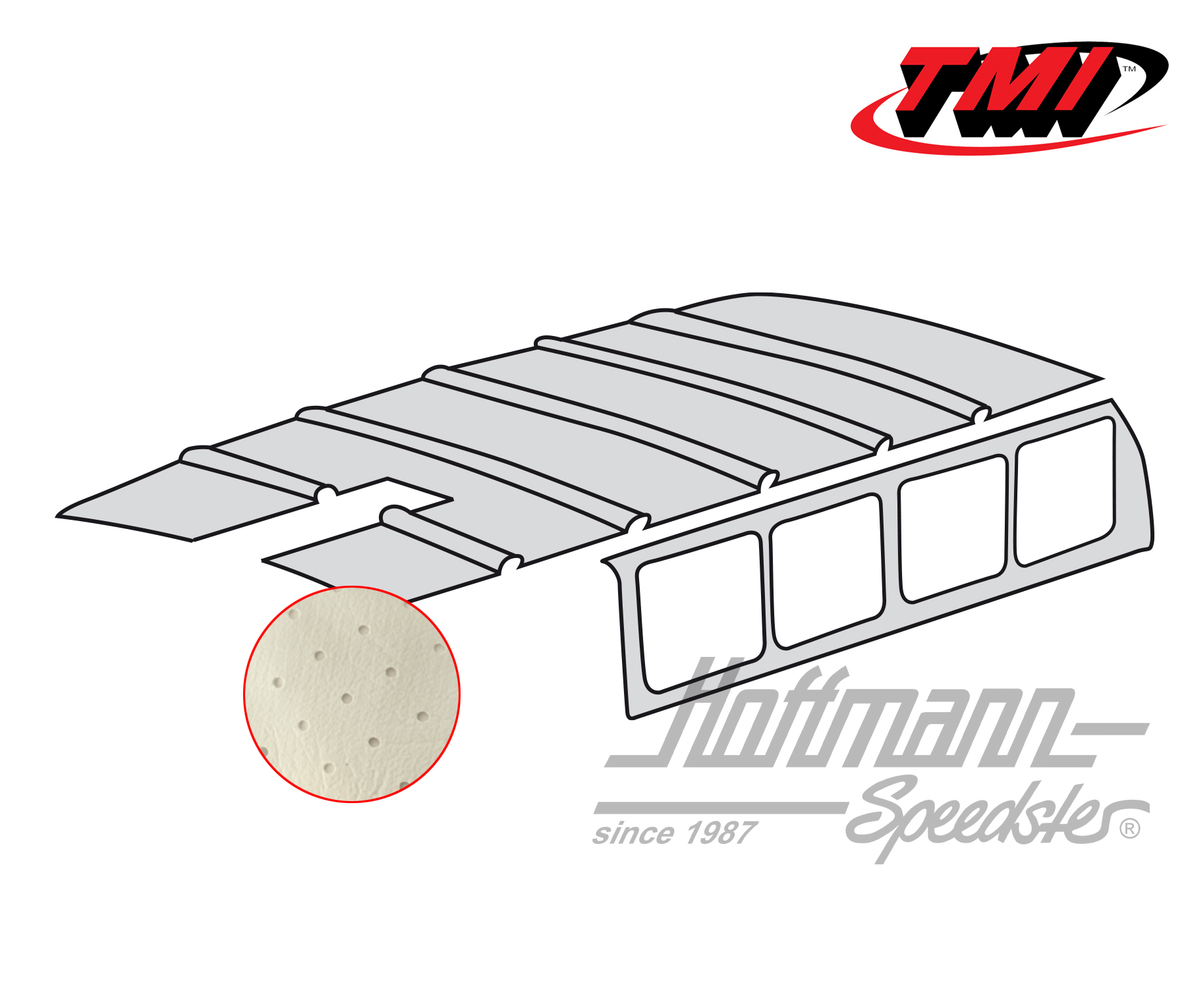 Ciel de toit, Bus T1, 63-67, perforé, blanc cassé | 20 2102-44 | 098-0080