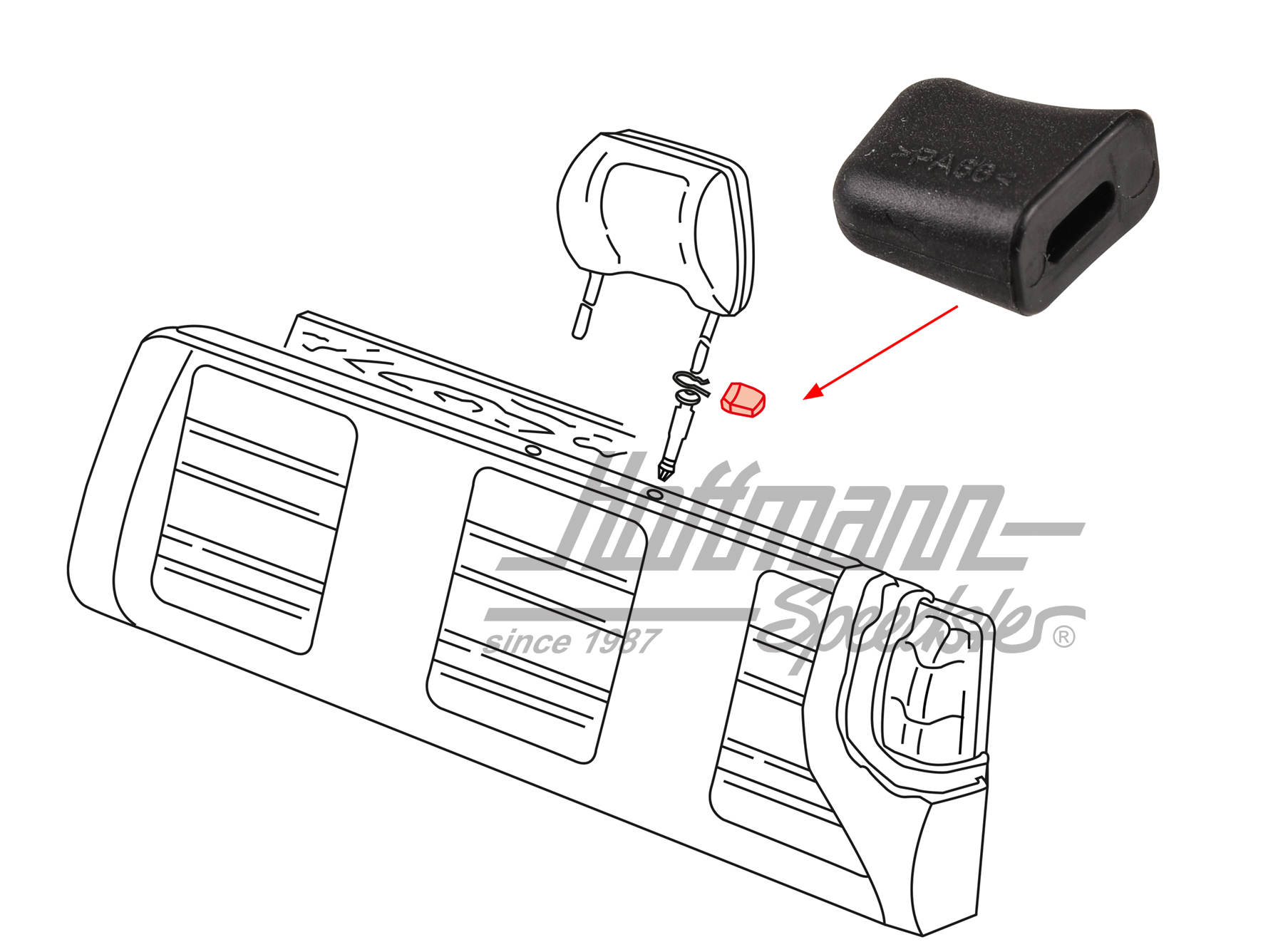 Bouton, fixation d'appuie-tête, Bus T3/T4 | 703 885 639 | 360-6130-10