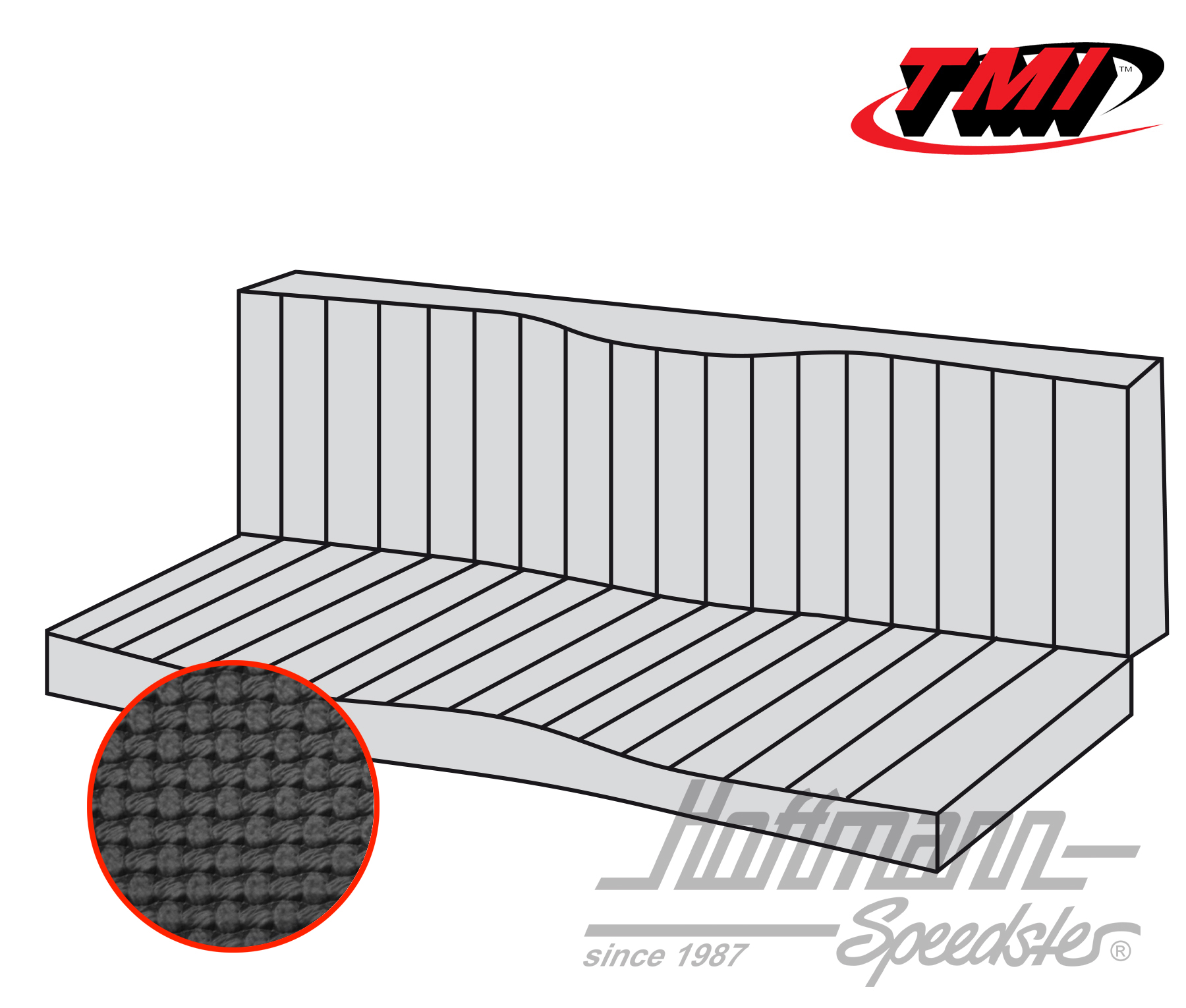 Housse de banquette, Karmann Ghia Coupé, 55-71, noire | 43-1511-01 | 066-0082-40