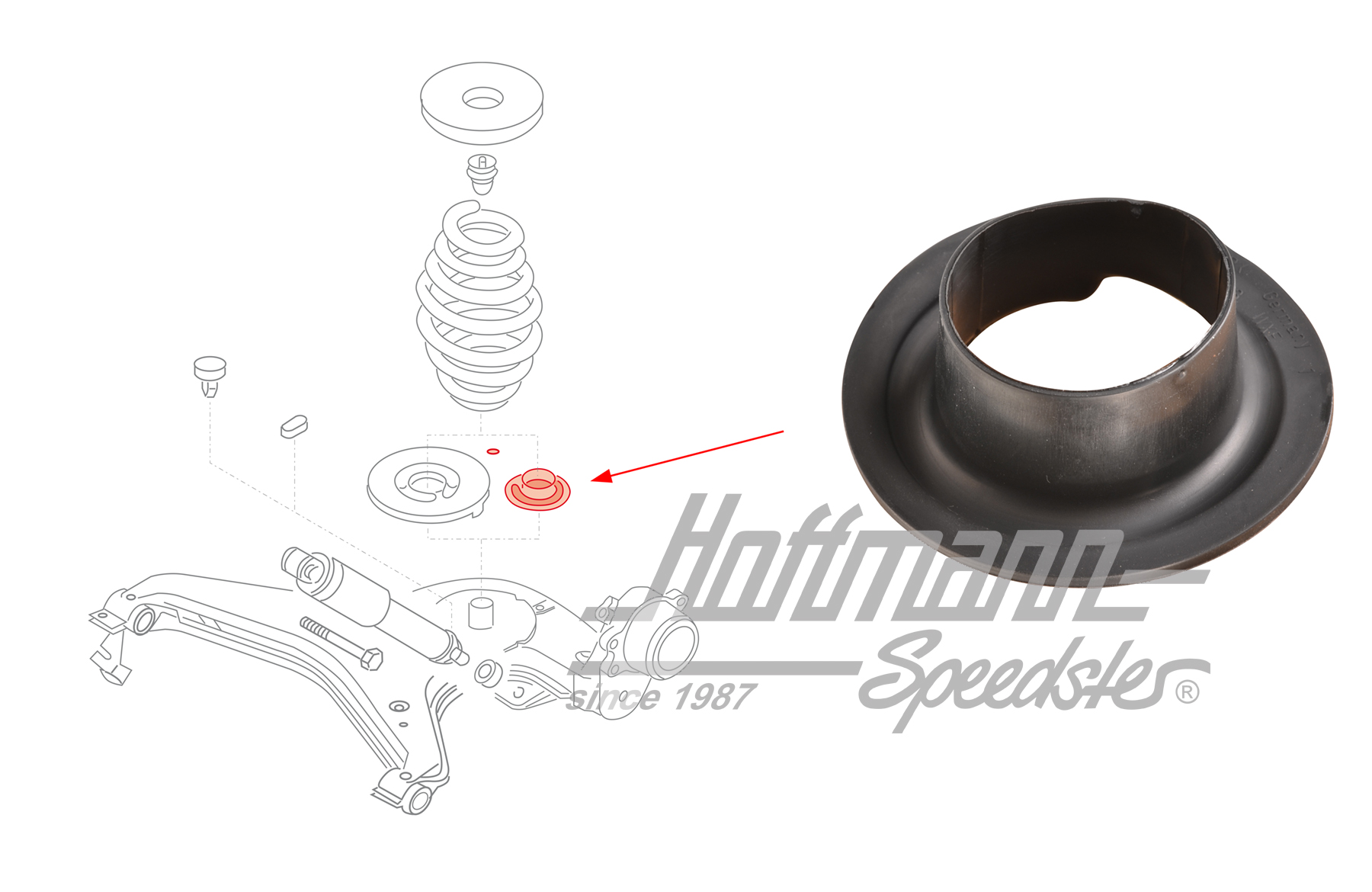 Capuchon, ressort, arrière, en bas, Bus T4 | 7D0 511 143 | 405-0114