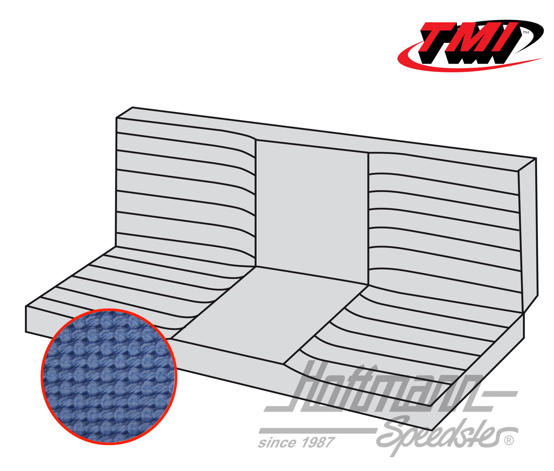 Housse de banquette, Karmann Ghia Coupé, 71-74, bleue | 43-1512-08 | 066-0083-20