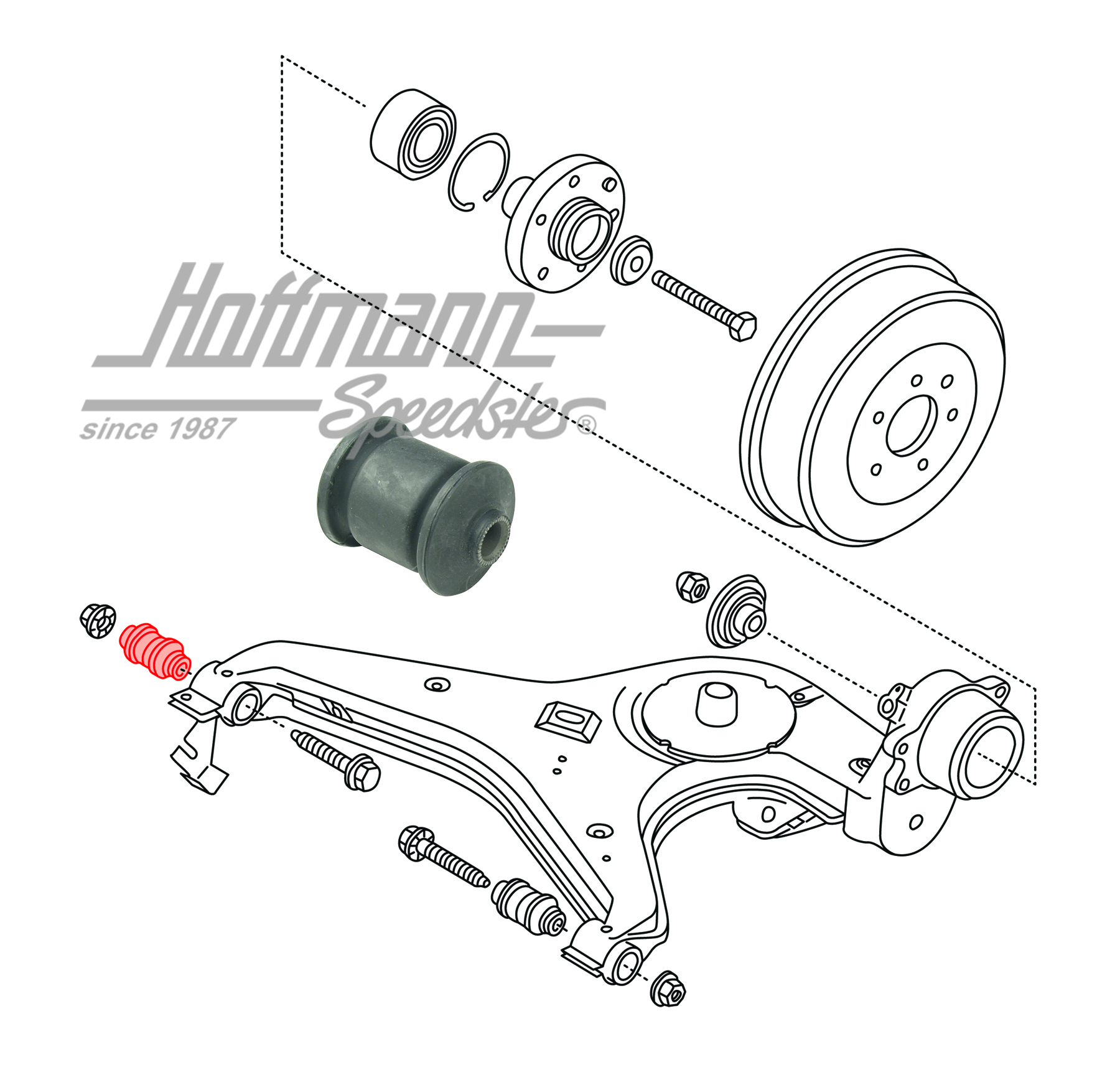 Palier, bras oblique, arrière, Bus T3 | 251 501 131 A | 330-2110