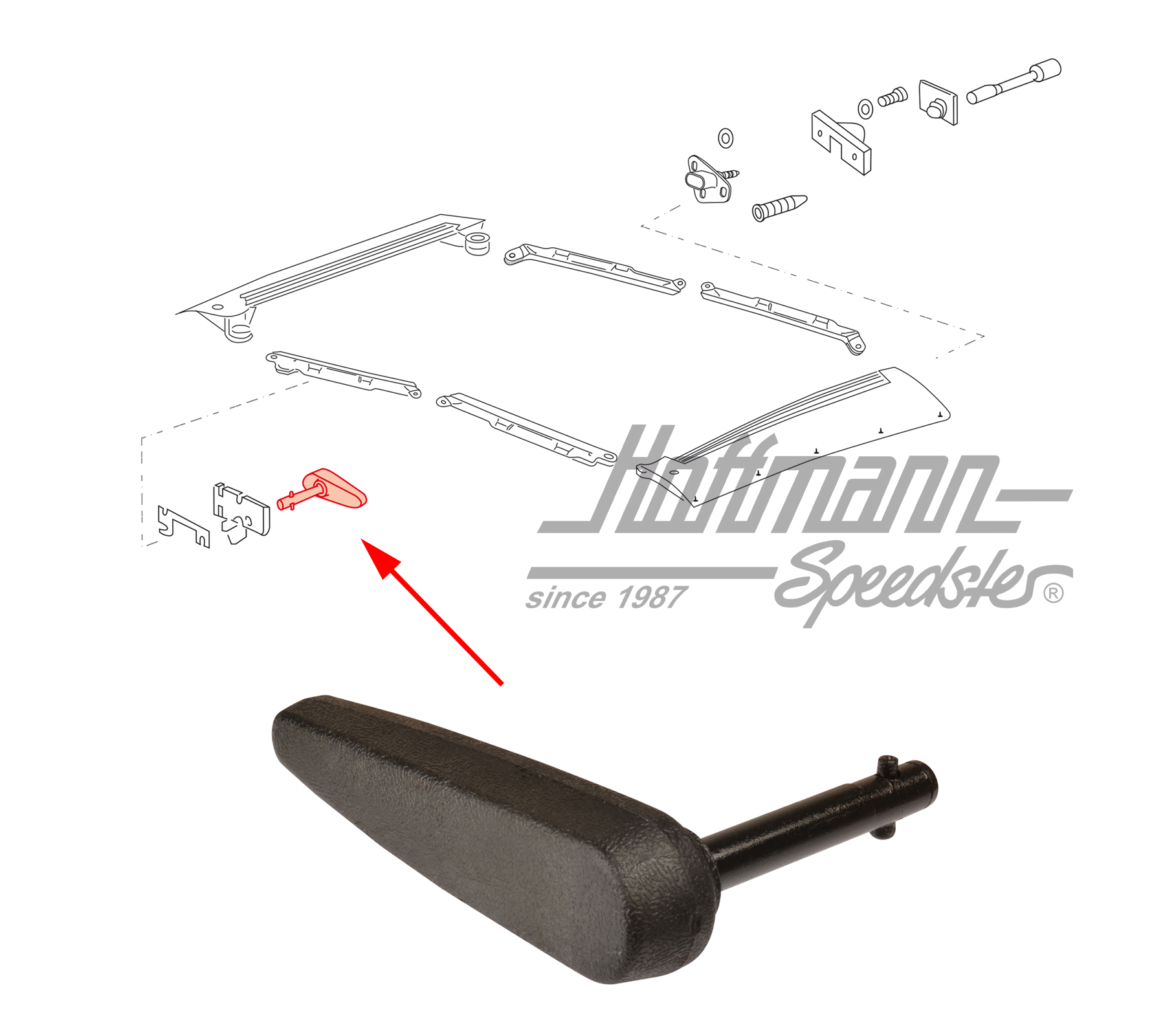Poignée, toit Targa, 911 Targa, 65-85                                                               