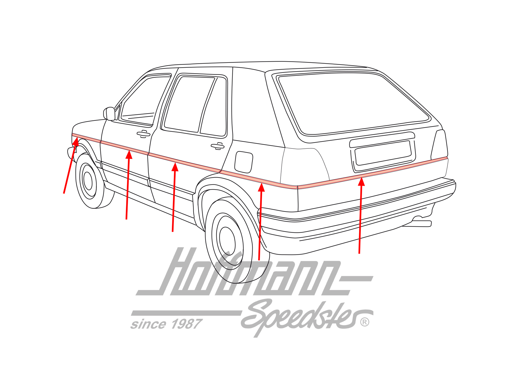 Moulures, centre, Golf 2, 4 portes | 191 806 888 | 208-6940-20