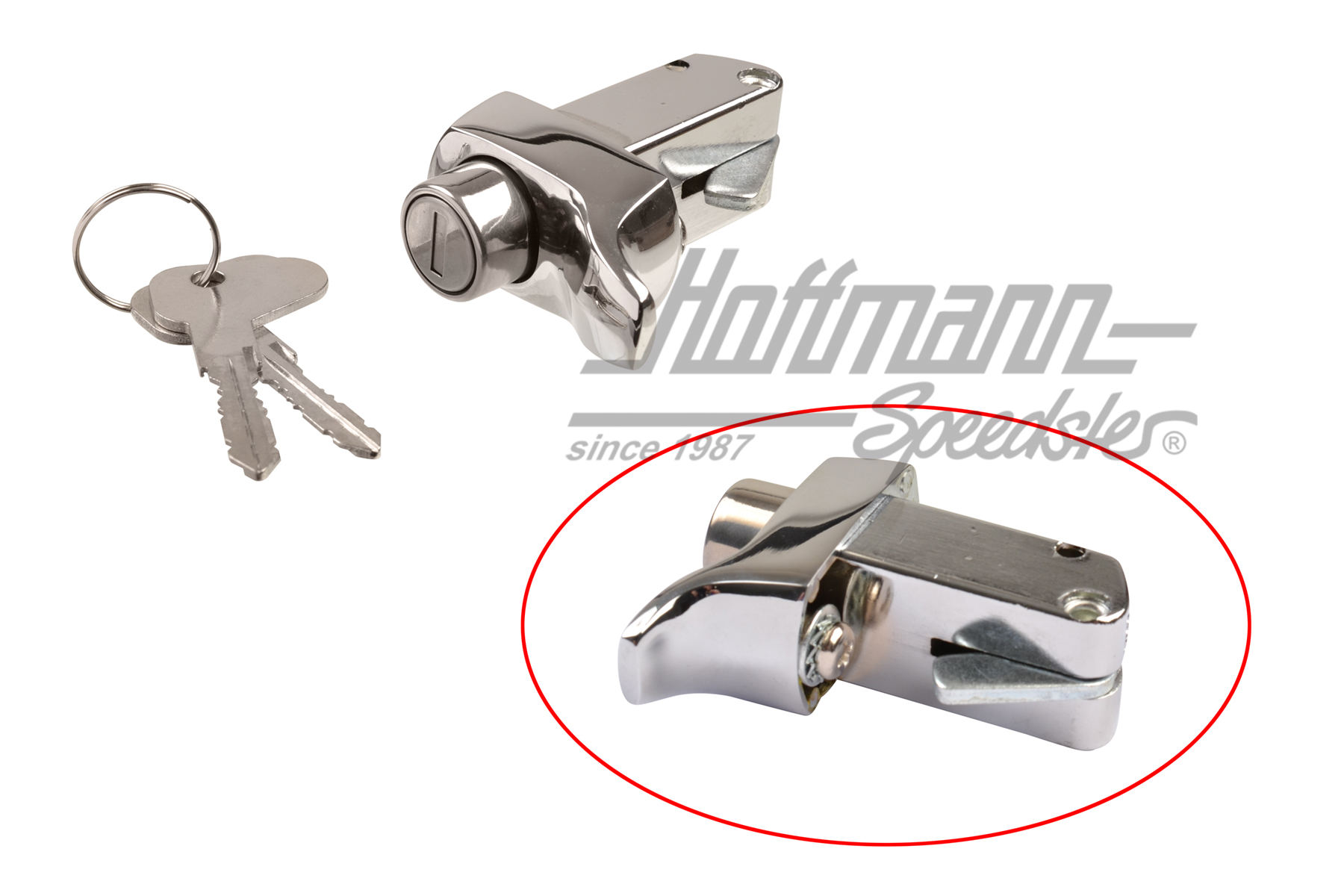 Serrure de capot-moteur, Bus T2, 71-79, chromée | 211 827 503 L | 097-1054-04