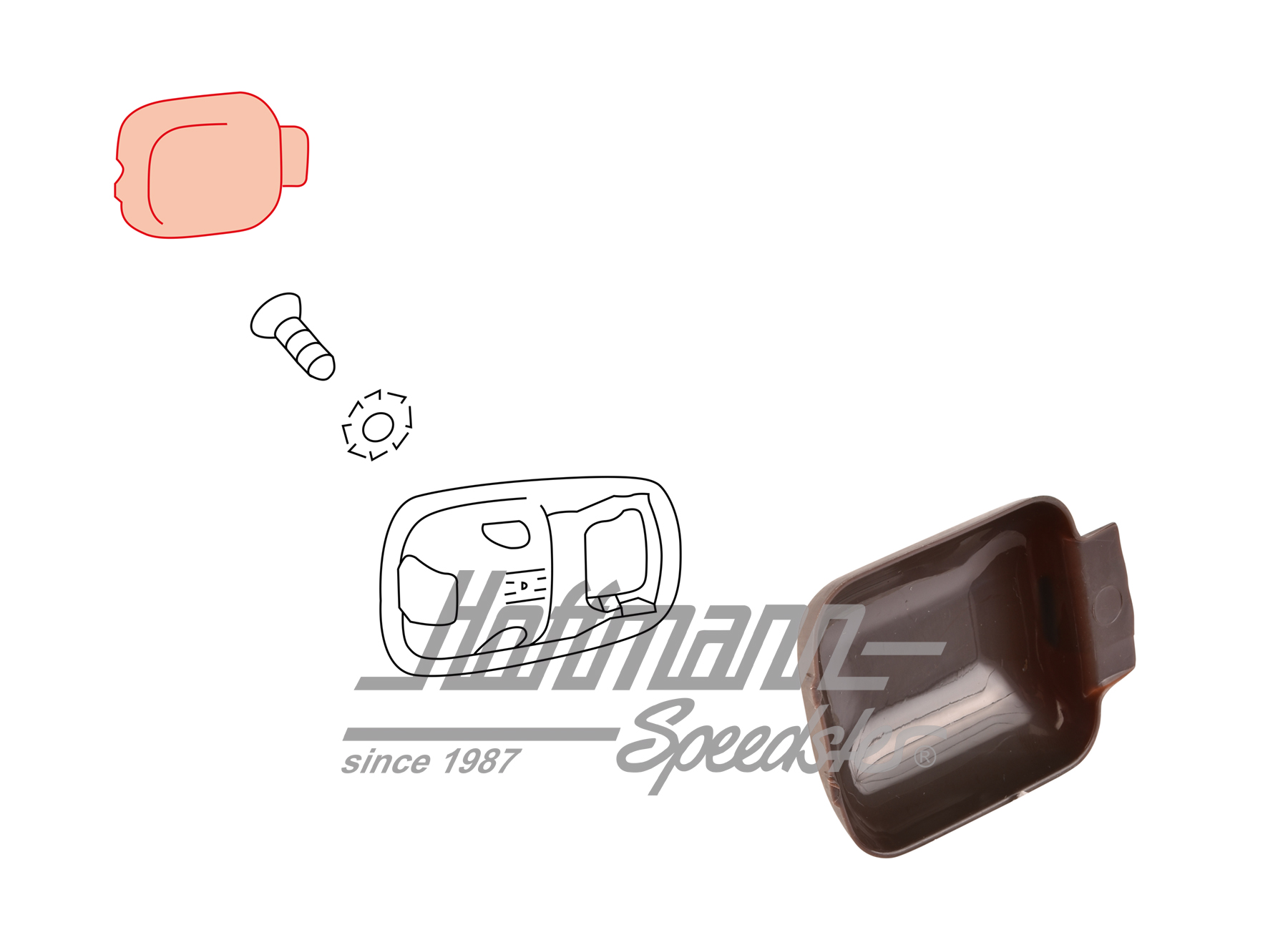 Coquille de poignée de porte intérieur, brun | 311 837 247  90V | 020-2320-06