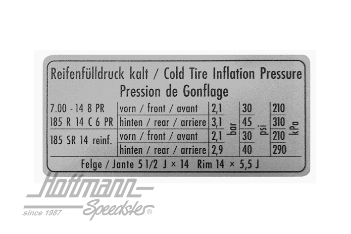 Autocollant "Pression pneumatique", Bus T2 |  | 021-0197-10