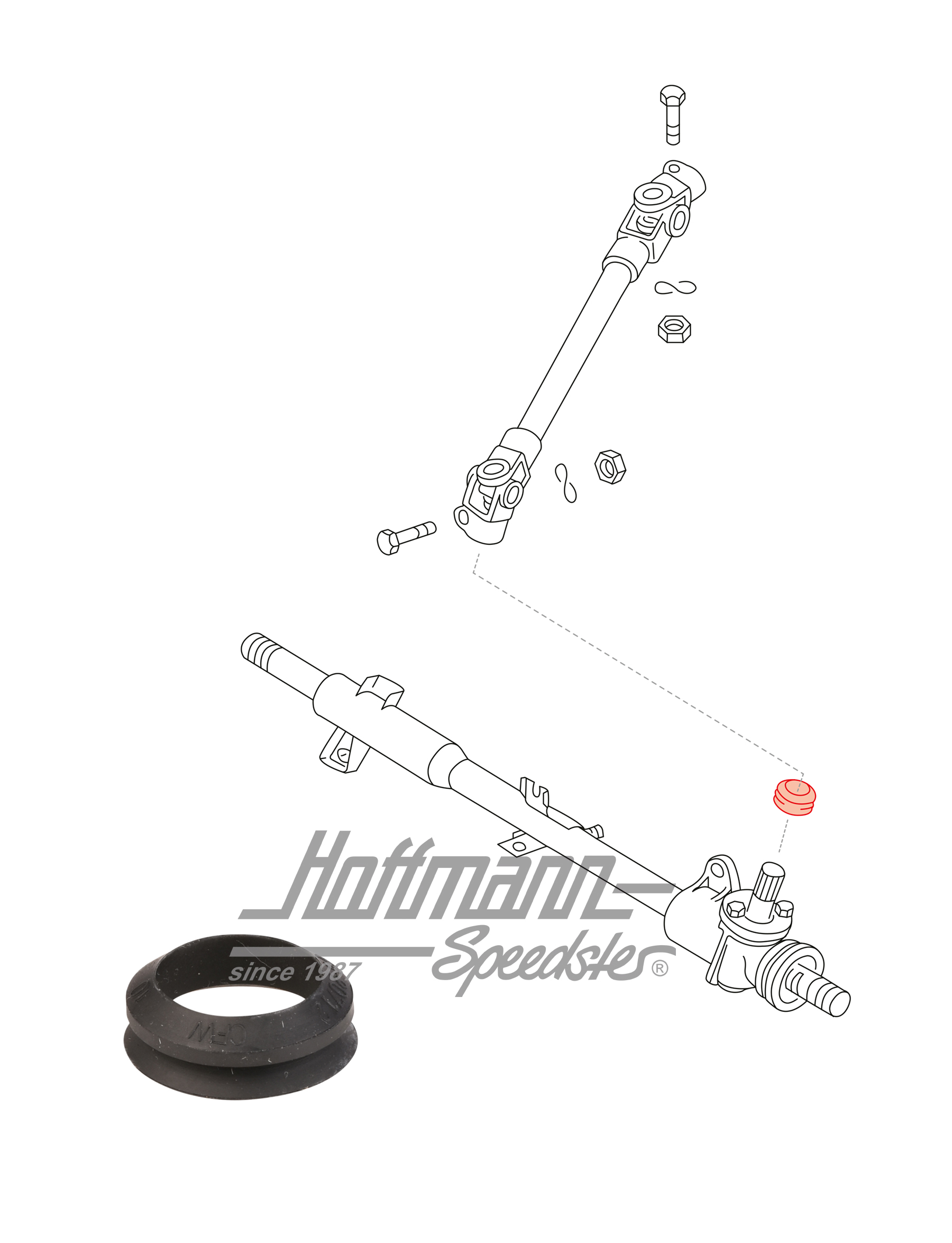 Joint, boîtier de direction, en haut, Golf 1 | 171 419 329 A | 140-5130-23