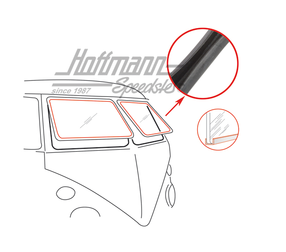 Joint, cadre/vitre, Bus T1, Safari | 211 845 123 B | 089-0032-10