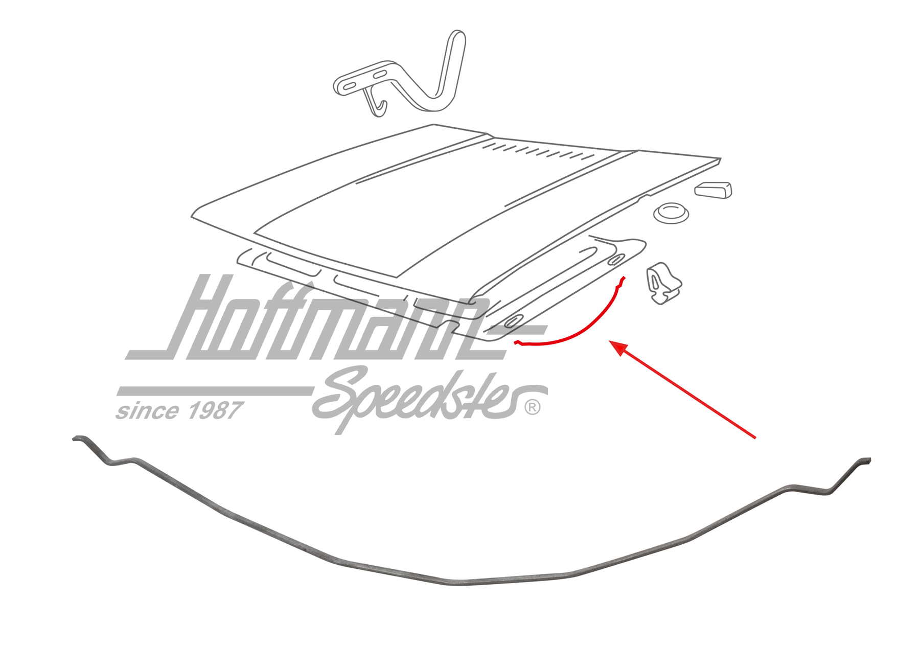 Crampon, isolation de capot-moteur
 (Origine) | 171 863 849 | 180-3046-10