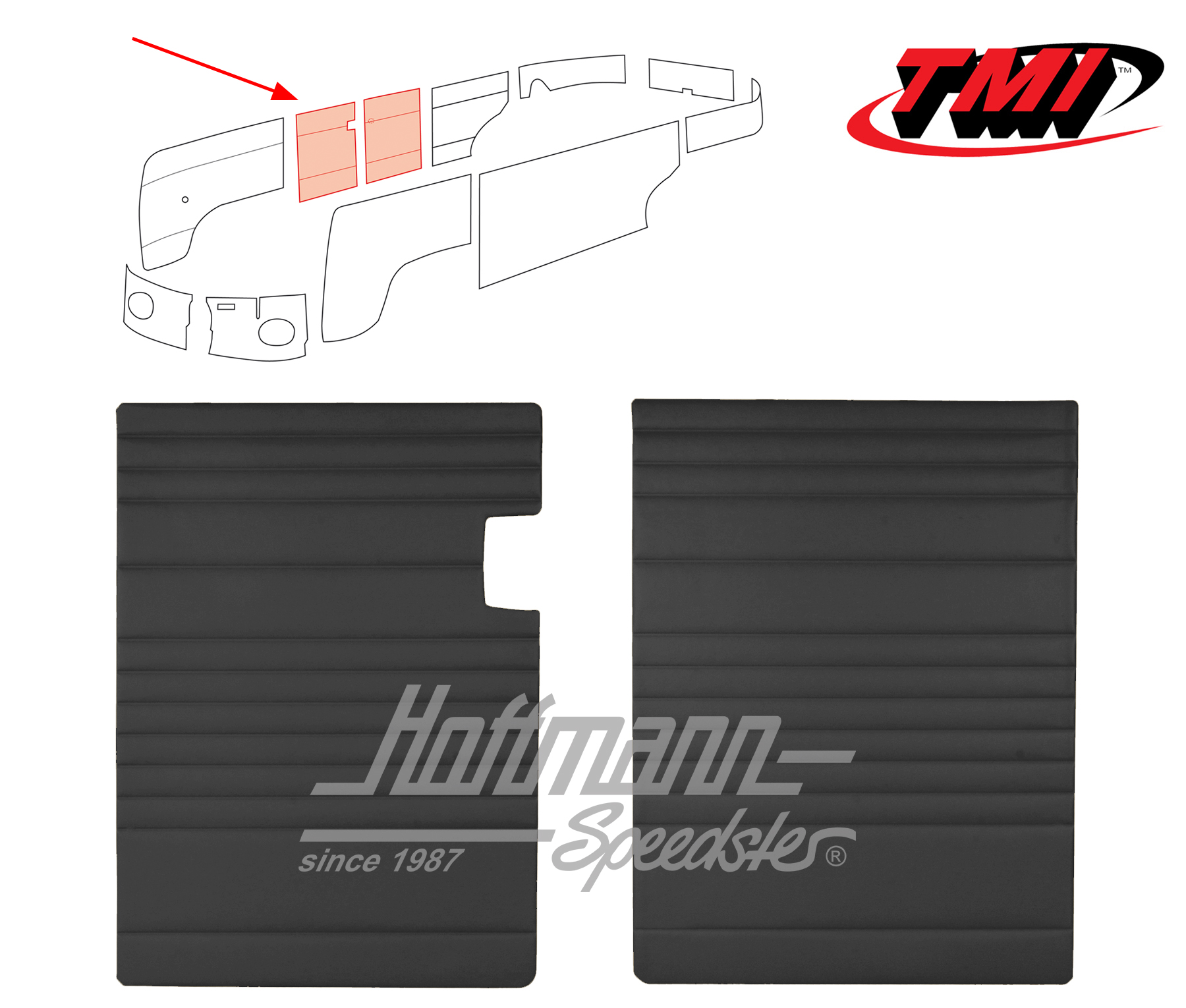 Panneaux de porte à charnière, 55-67, noirs | 10-2113-11 | 098-0570-01