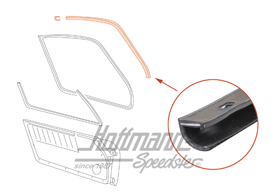 Joint de porte, colonne-A, 911 Coupé, 77-85, gauche                                                 