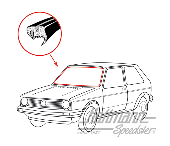 Joint de pare-brise, sans rainure, Golf 1, berline + Cabriolet | 171 845 121 | 180-7060