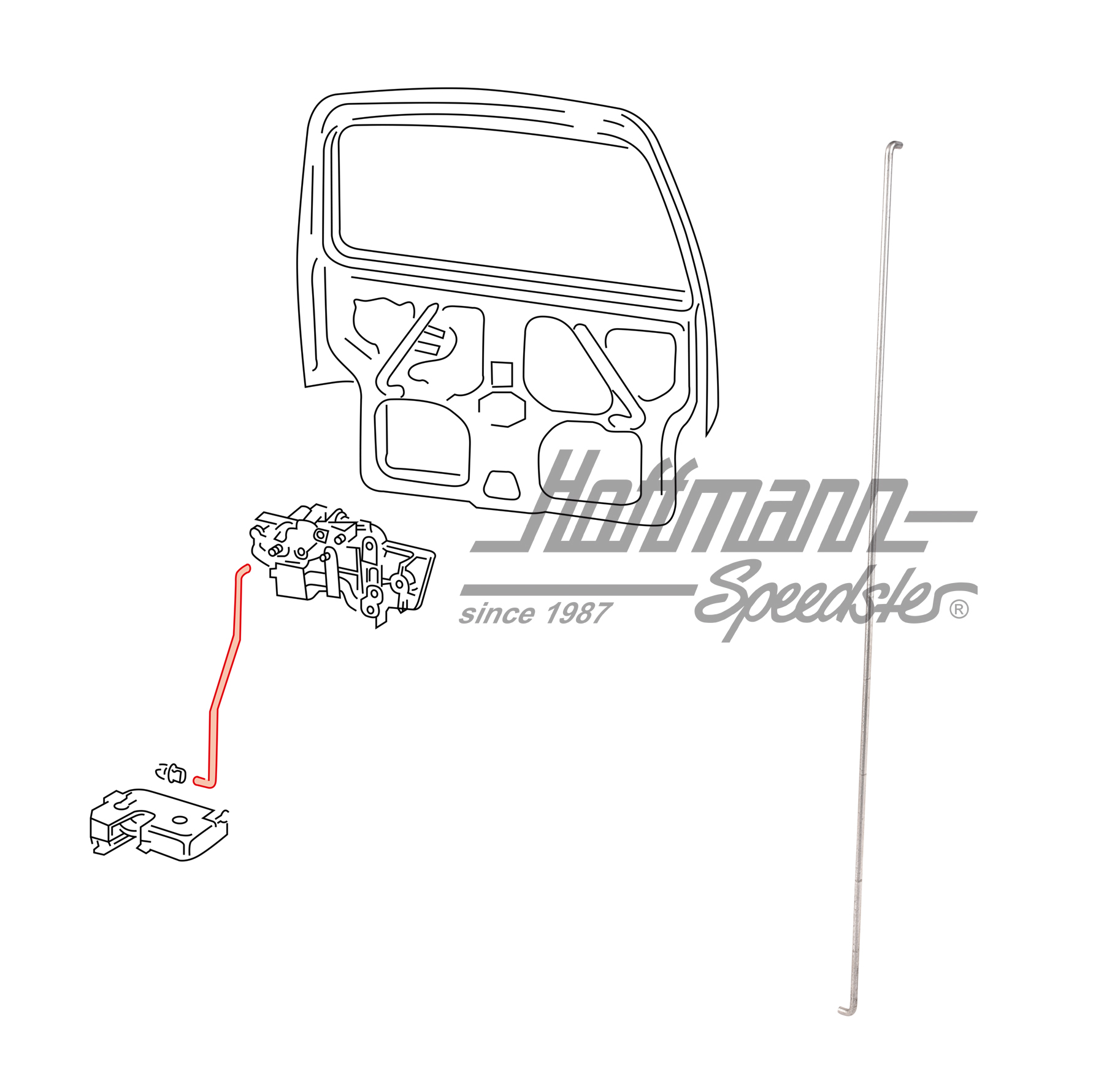 Tirant, serrure de hayon arrière
, Bus T4 | 705 829 218 A | 408-1046-33