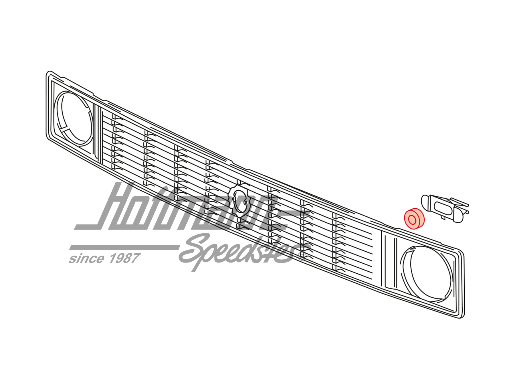 Rondelles en caoutchouc, grille de radiateur en haut                                                