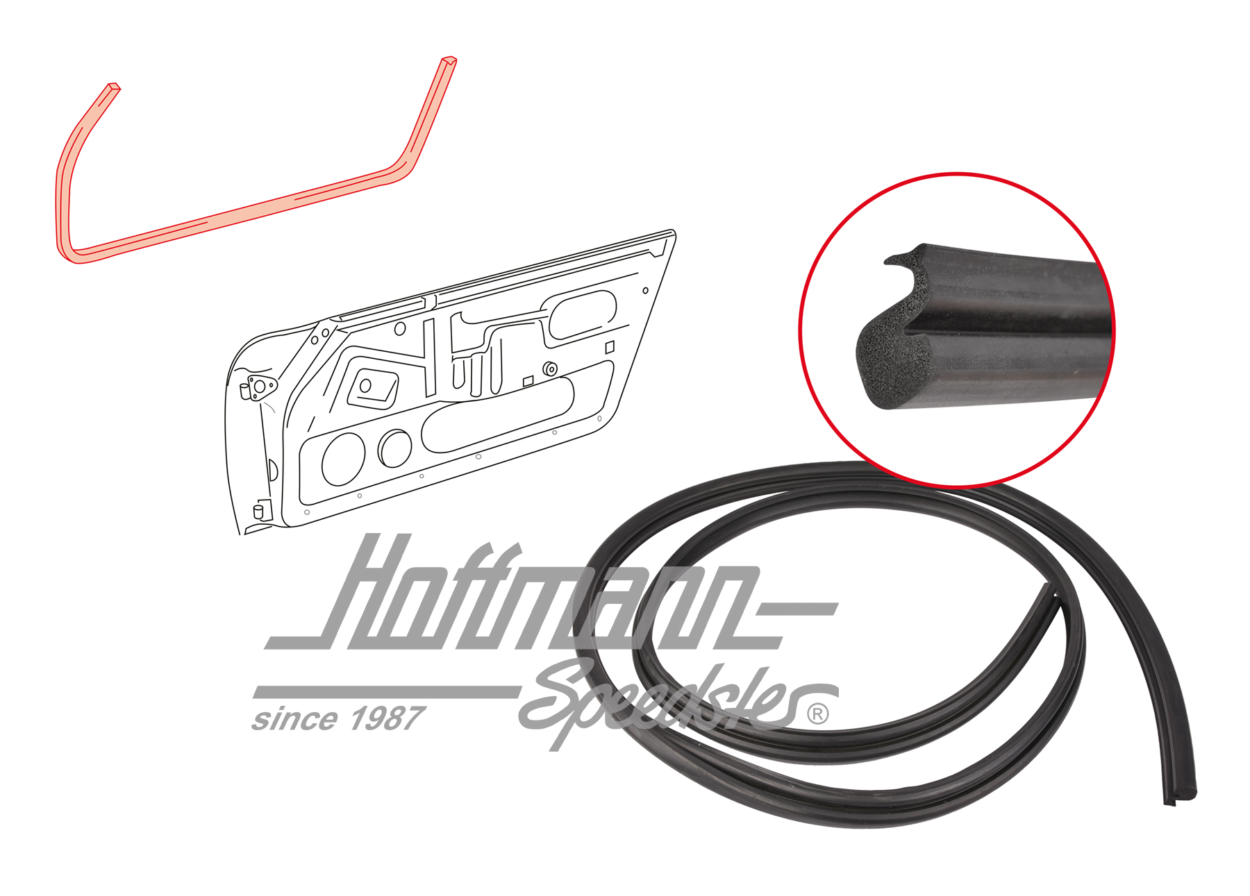 Joint de porte, 911 Targa, 65-73, gauche/droite | 902 531 093 40 | 515-0900-09