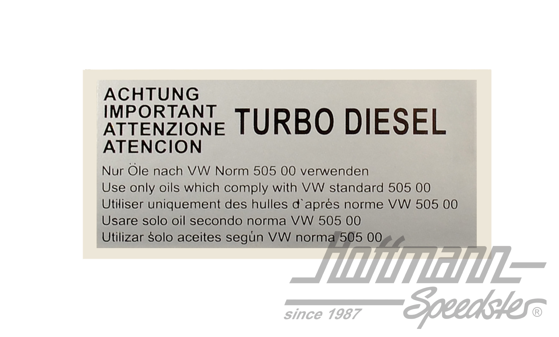 Autocollant "Attention Turbo Diesel", argenté | 068 010 044 H | 021-0199-94