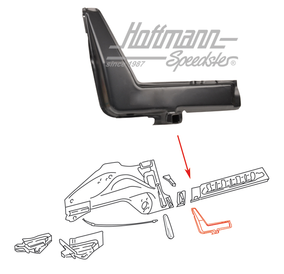 Tôle de renfort, arrière, Cabriolet/Targa, droite                                                   