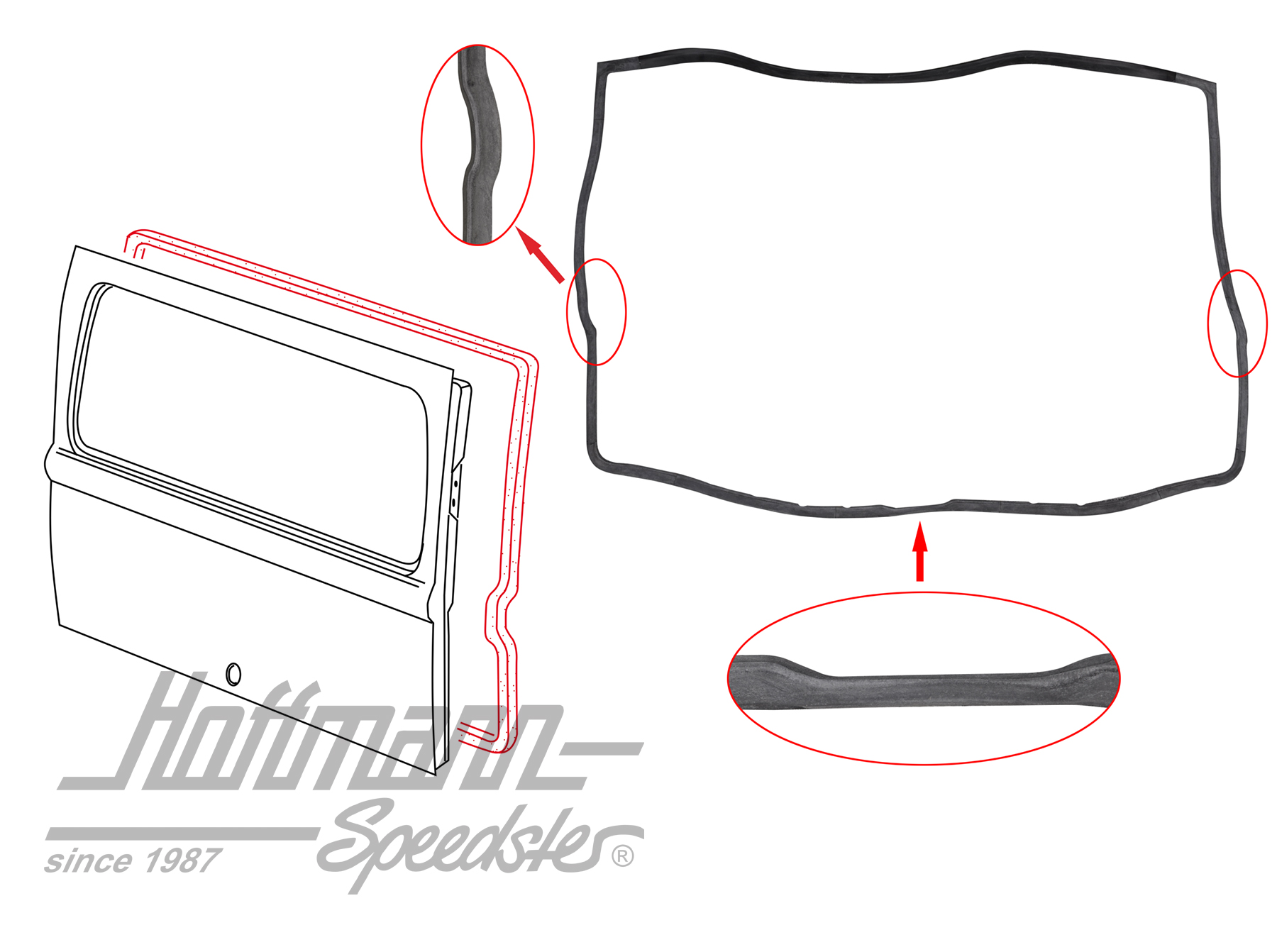 Joint de hayon arrière, Bus T/T2, 8.63-7.71, Top Qualité | 211 829 193 C | 089-0380