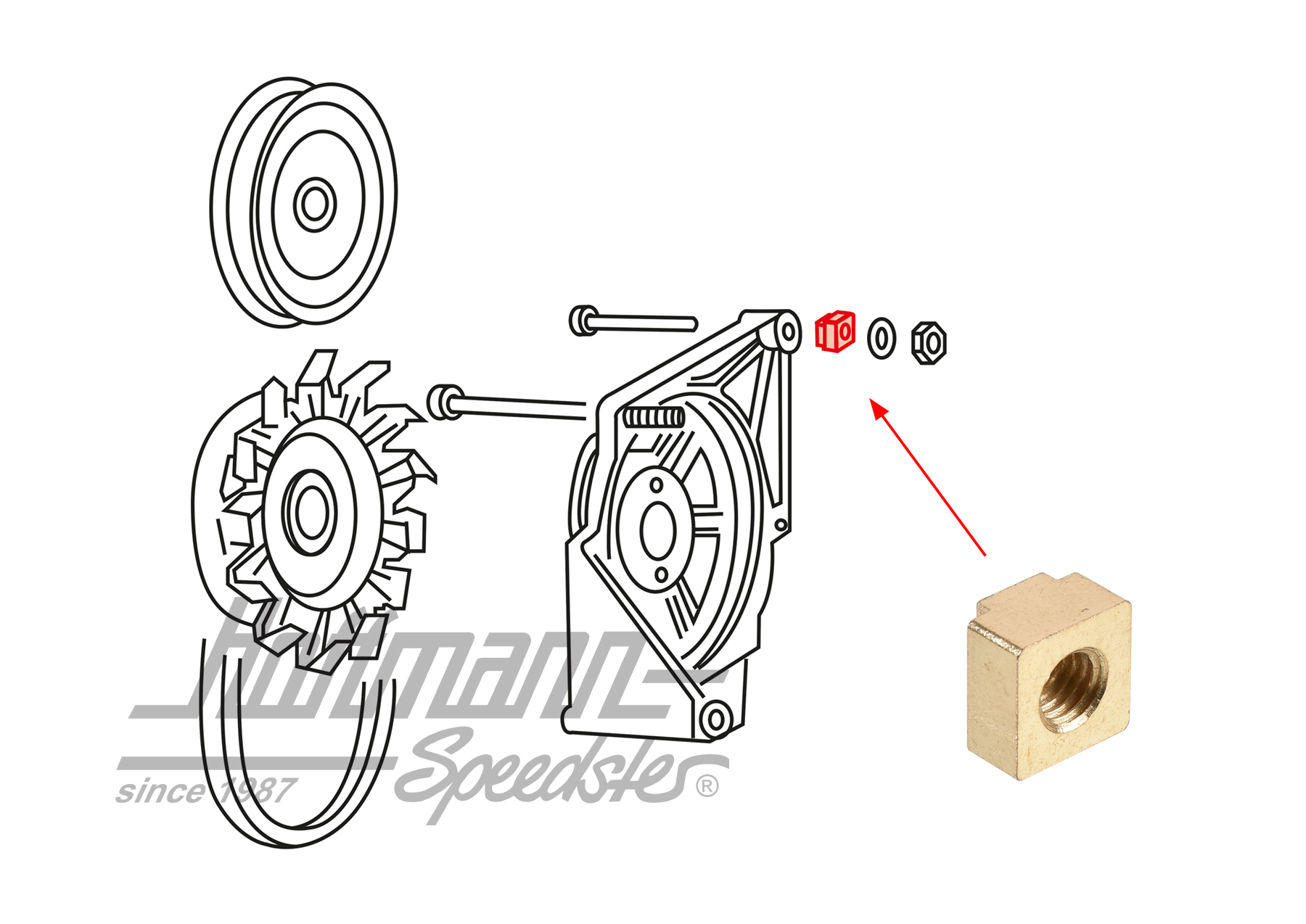 Écrou carré, alternateur, 1.7-2.0 | 021 903 243 A | 097-1703-10