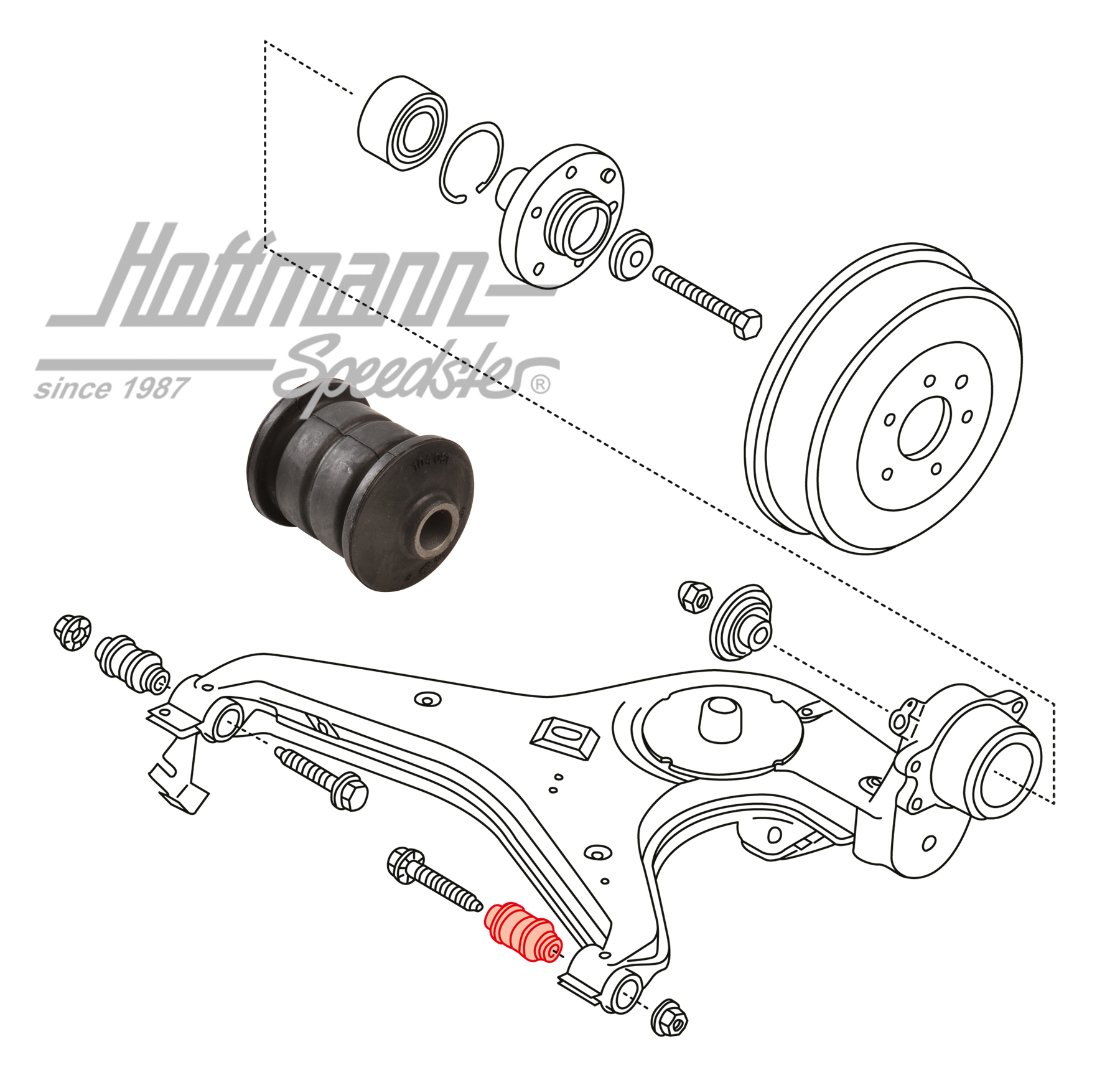Support en caoutchouc, guide d'essieu
, arrière, extérieur | 701 501 131 | 405-0104