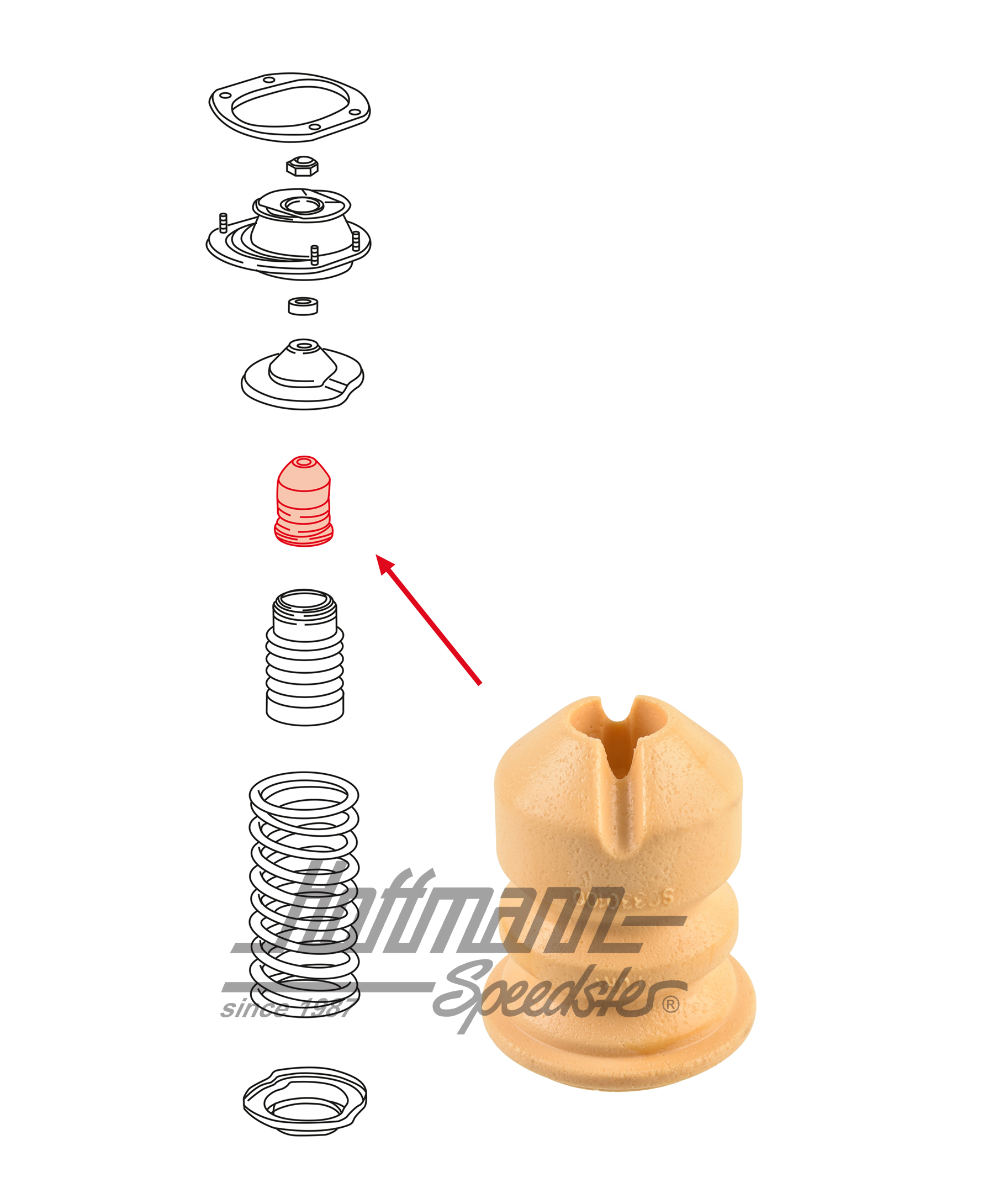 Butée en caoutchouc, amortisseur, avant, 89-98 | 964 343 301 00 | 521-4290-20