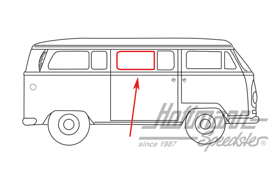Joint vitre central de porte, sectionné, avec rainure | 241 845 285 A | 090-6115-10