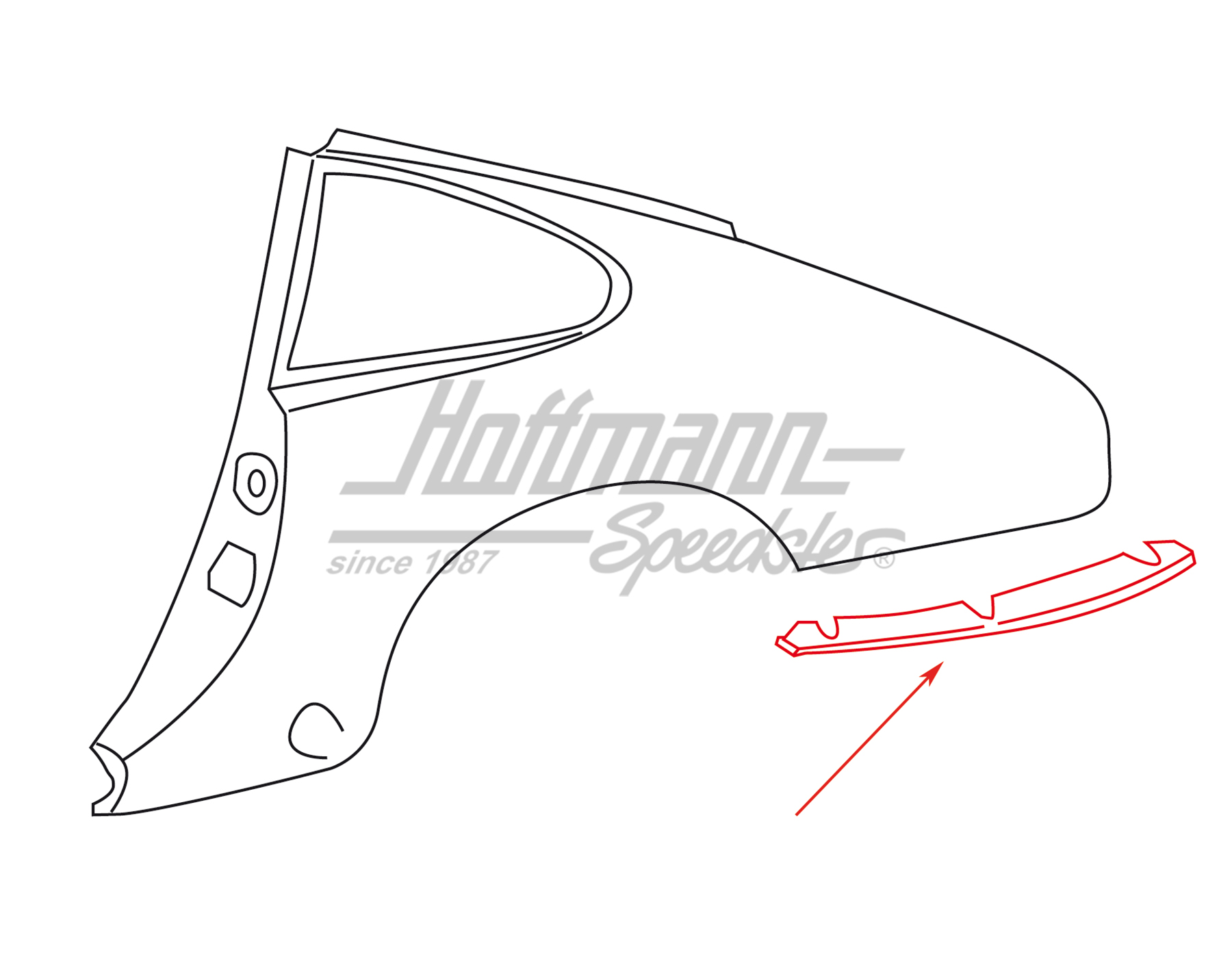 Support, panneau latéral, arrière, 74-89, gauche                                                    