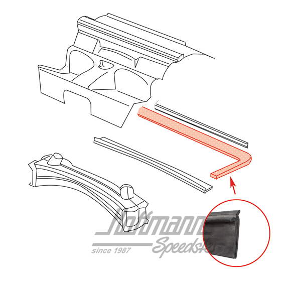 Joint de compartiment moteur, arrière (grand), 74-89 | 911 504 111 02 | 515-2300