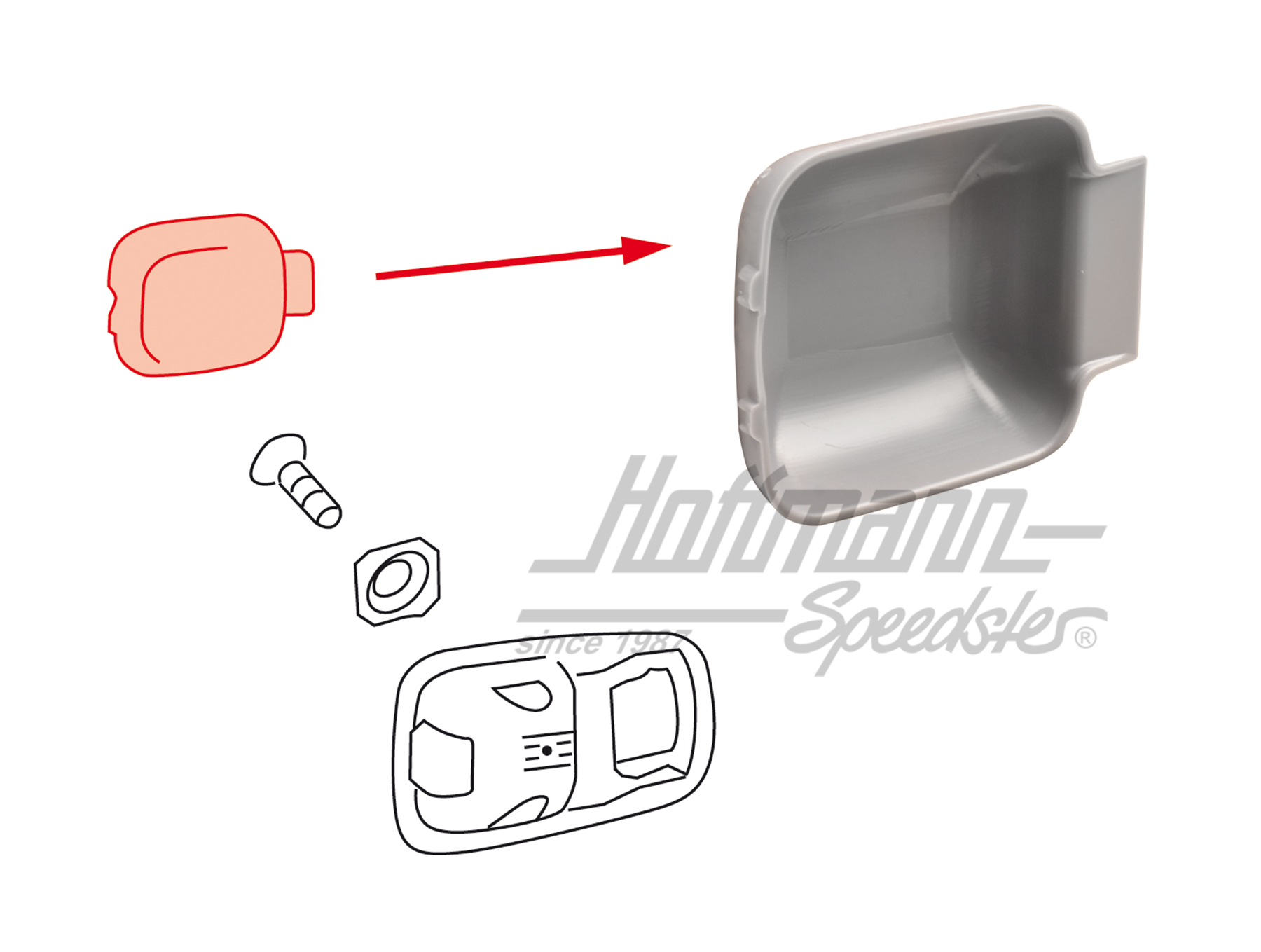 Coquille de poignée de porte intérieur, grise | 311 837 247 GY | 020-2320-09