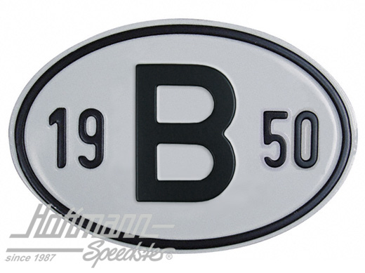 Plaque de nationalité "B", alu, avec année "1950" |  | 020-2397-50