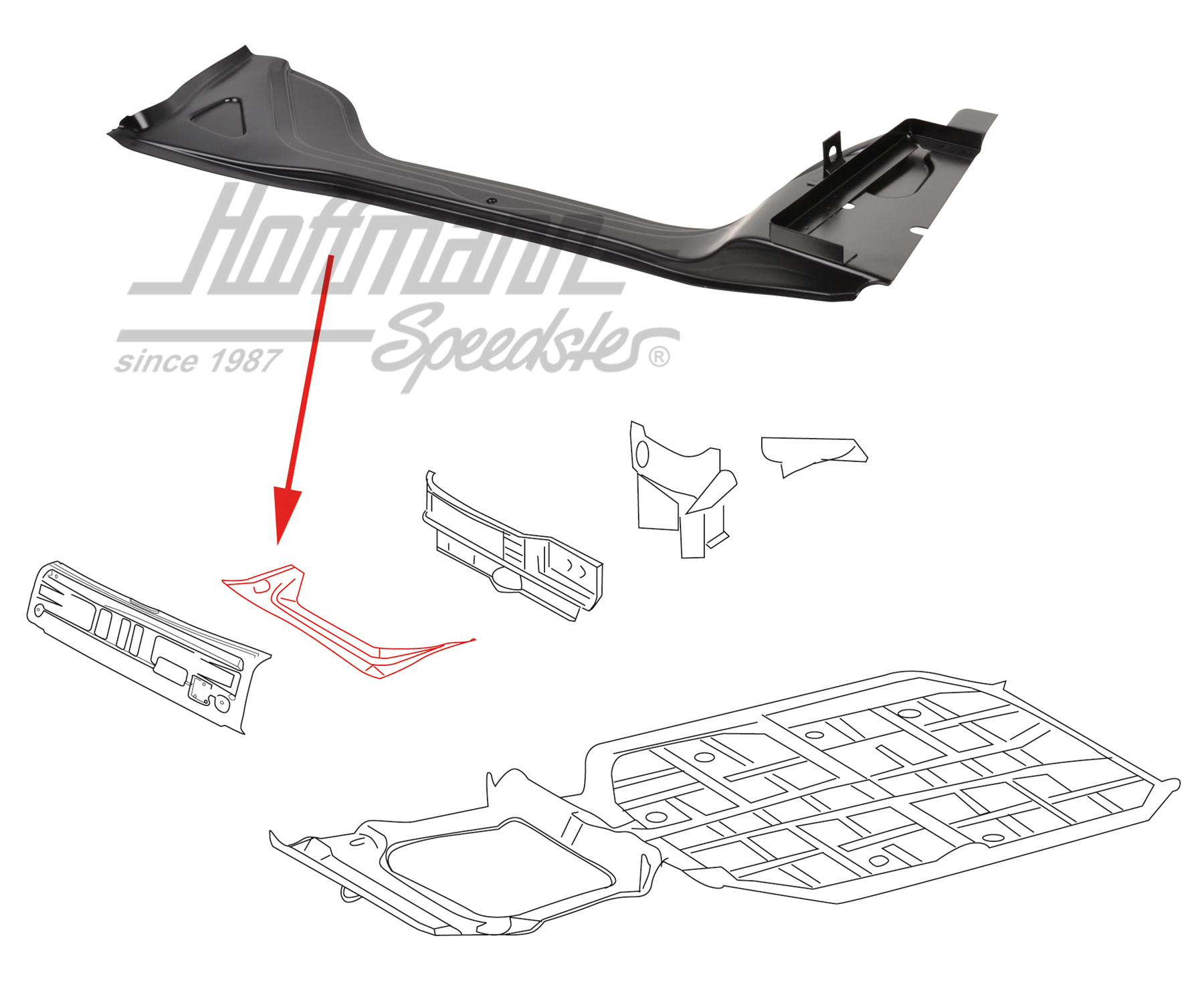 Support de réservoir + batterie, laqué, 65-69 | 901 501 049 20 | 590-0179