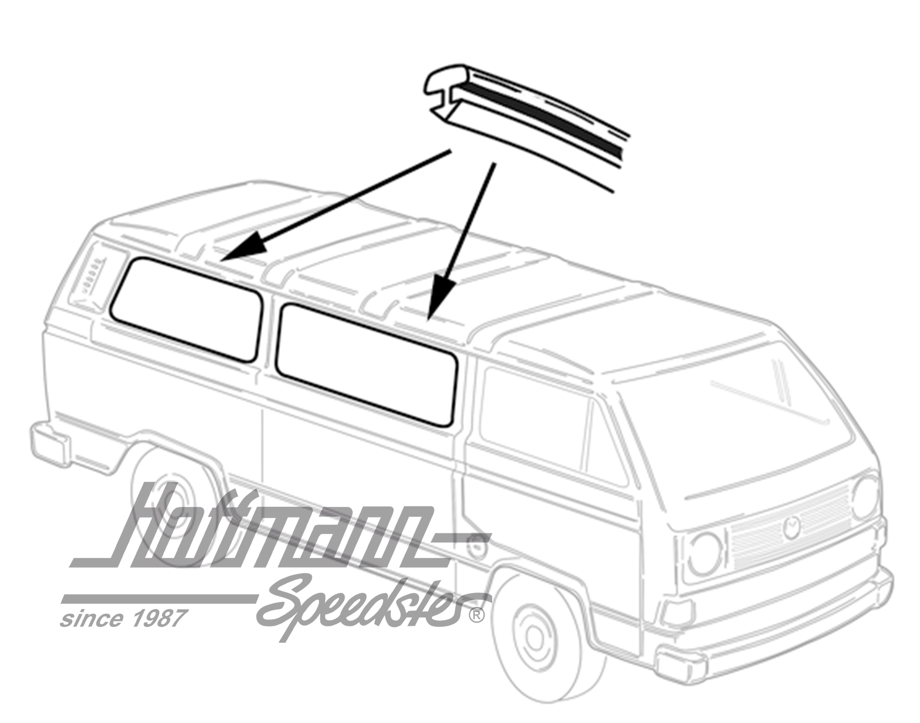 Bourrelet enjoliveur, vitre latérale, au milieu + arrière | 255 853 305/300 | 350-1000