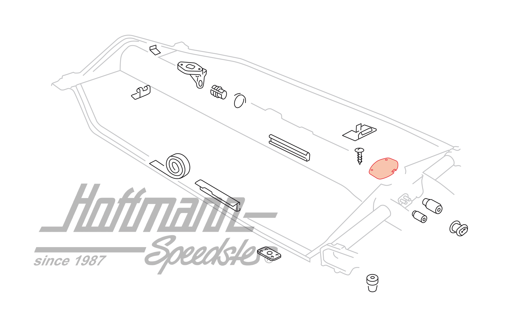 Couvercle, tunnel de châssis, arrière, -7.65                                                        
