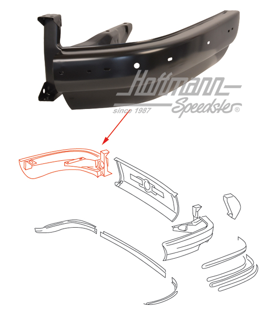 Bout de pare-chocs, arrière, 65-68, droite | 901 505 022 20 | 510-9930-02
