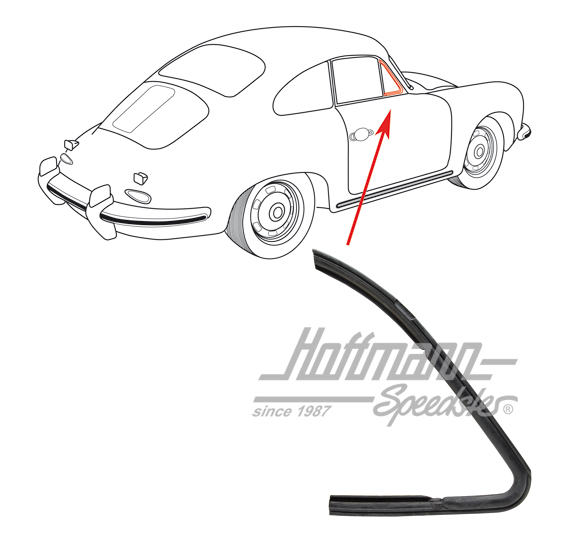 Joint, déflecteur, 356 Coupé, droite                                                                