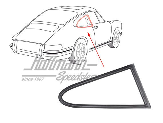 Joint, vitre latérale, 911/964 Coupé, 89-94, droite                                                 