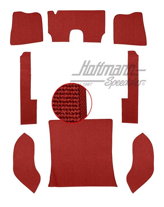 Kit moquettes, Berline, 57-64, fil de poils, rouge |  | 026-5023-06