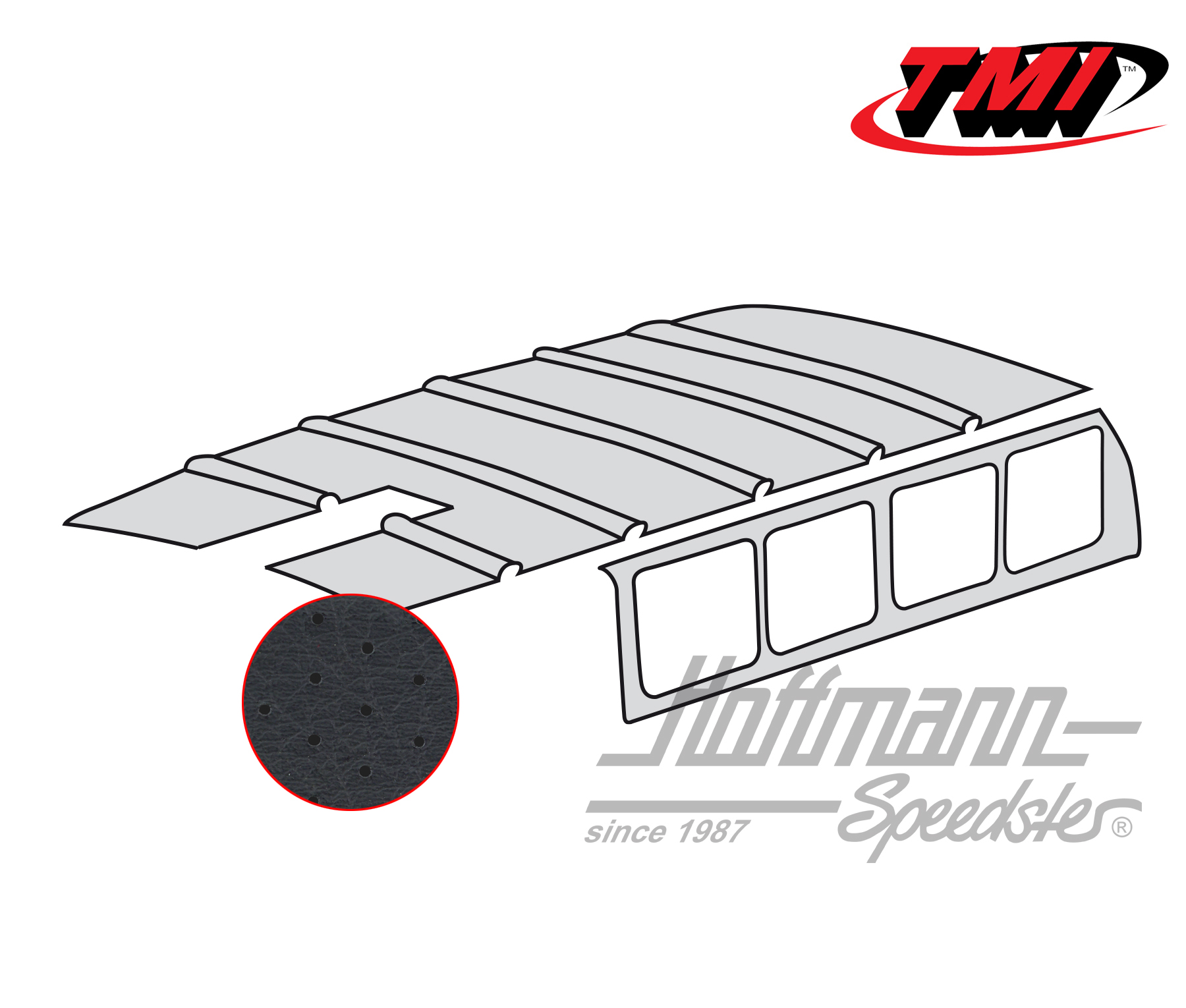 Ciel de toit, Bus T1, 63-67, noir perforé | 20-2102-45 | 098-0050