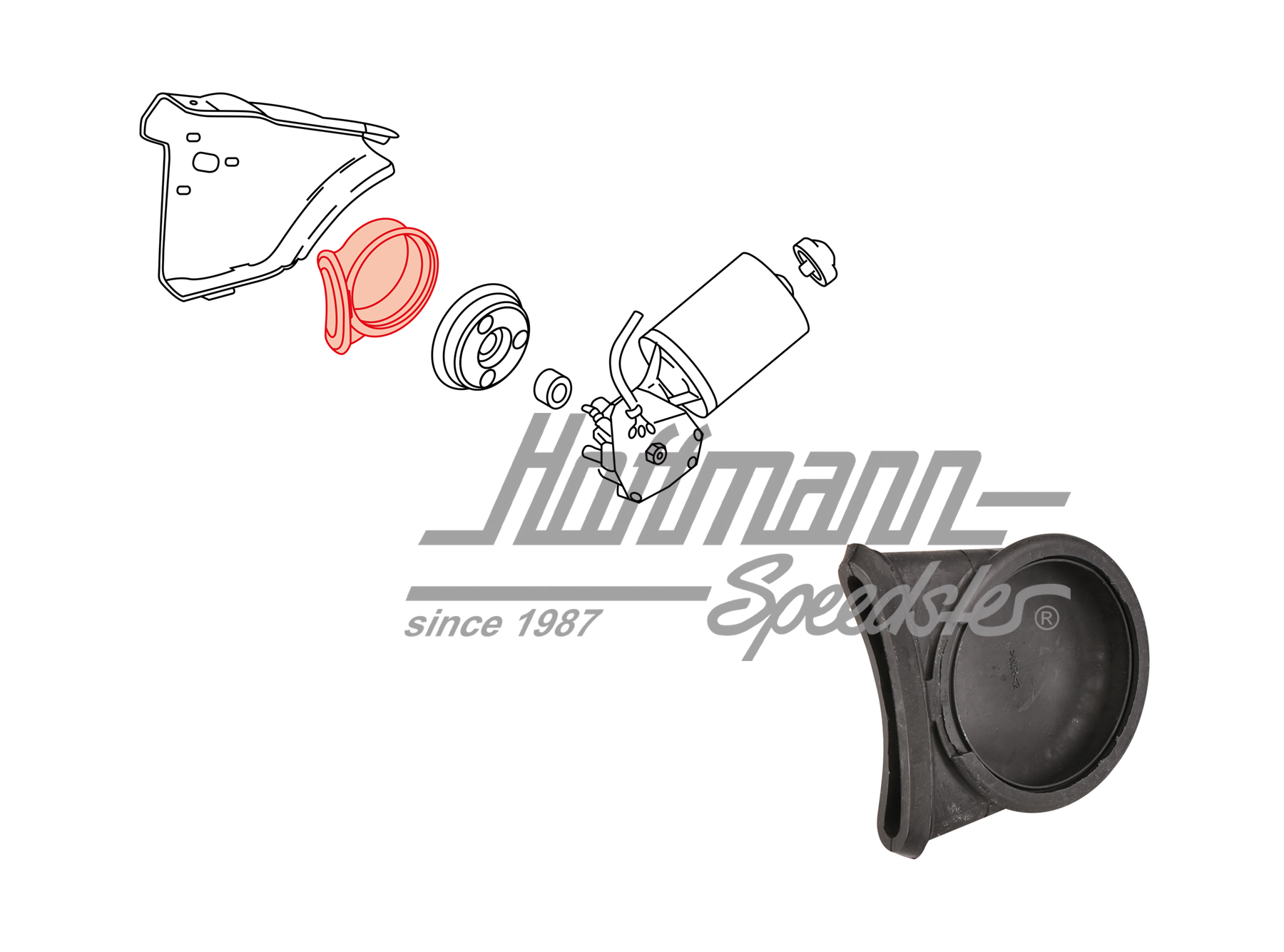 Capuchon, tringlerie de phares, 914, gauche                                                         