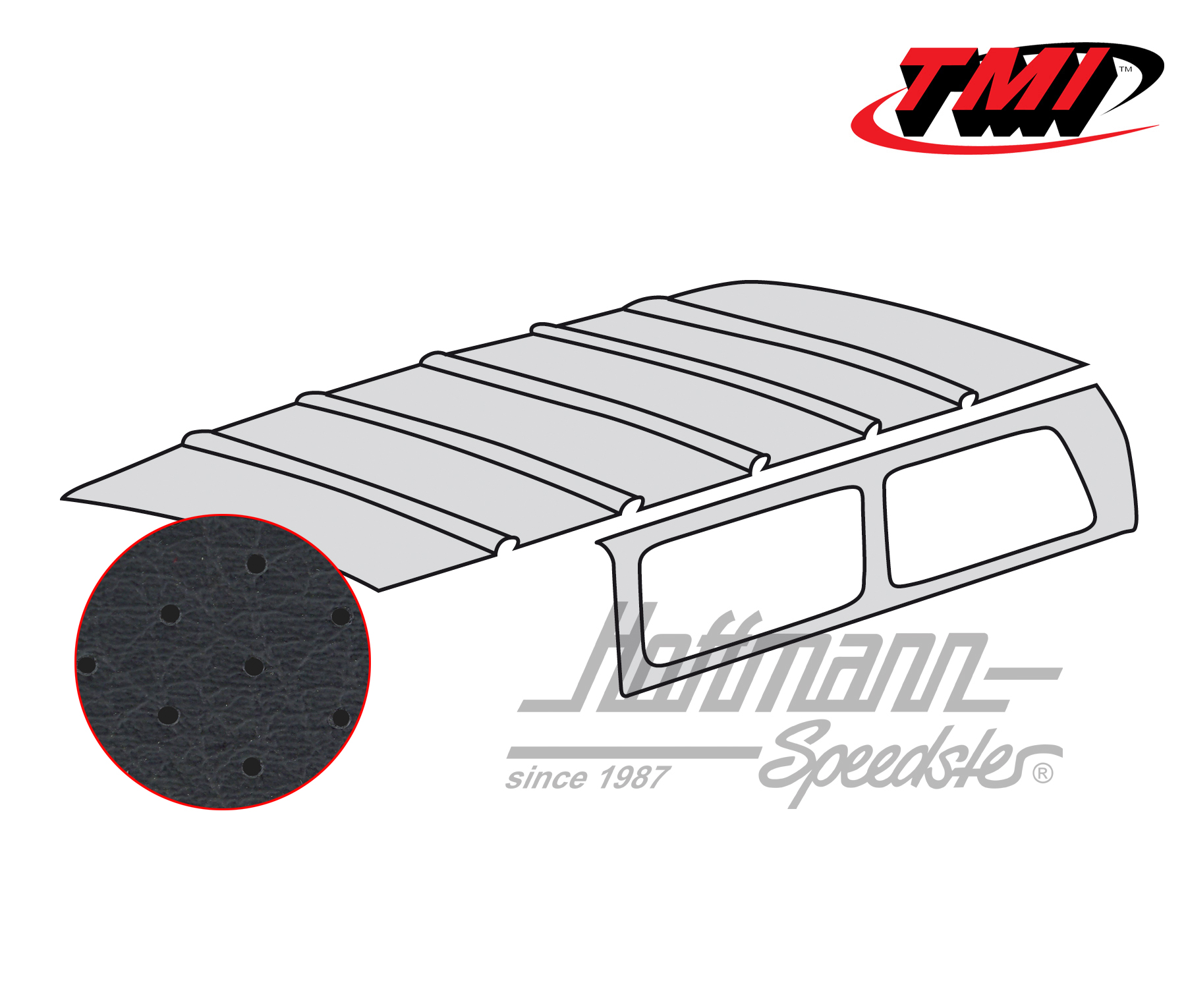 Ciel de toit, Bus T2, 67-.71, noir perforé | 20-2103-45 | 098-0052