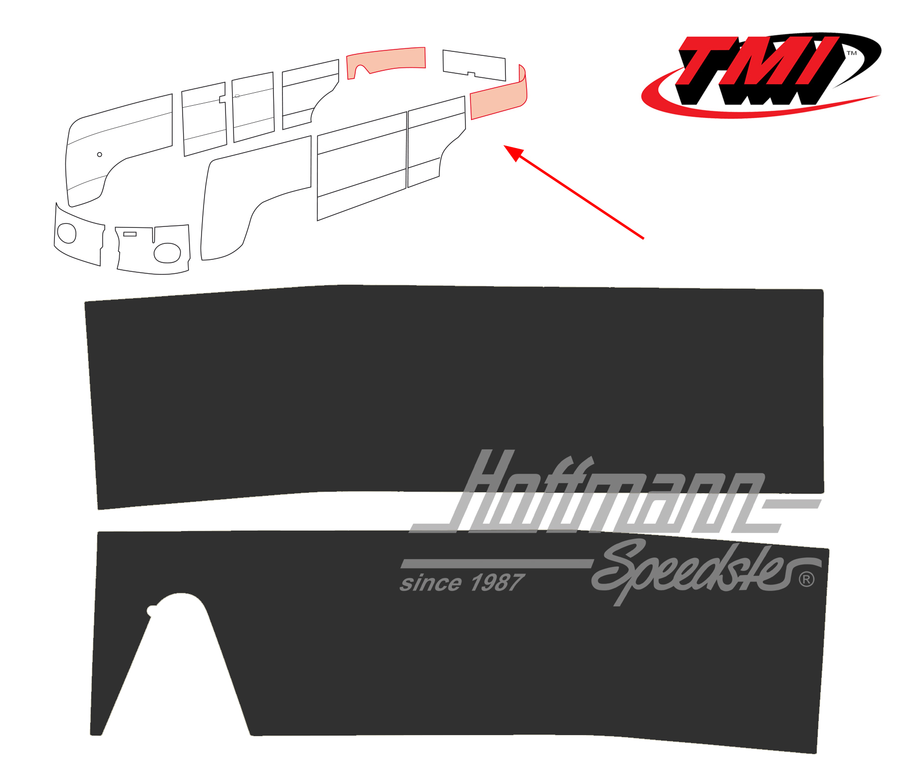 Panneaux latéraux, arrière, 55-62, noirs | 10-2141-11 | 098-0582-01