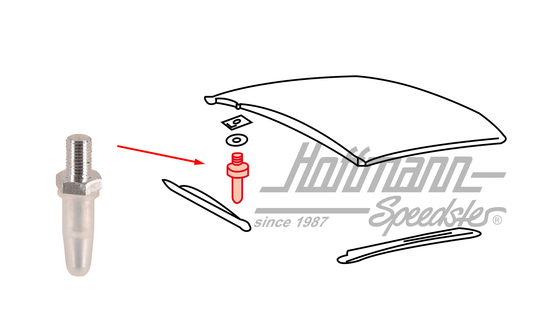 Goupille de fixation, toit targa, avant, 65-73 | 901 565 216 42 | 515-0150-26