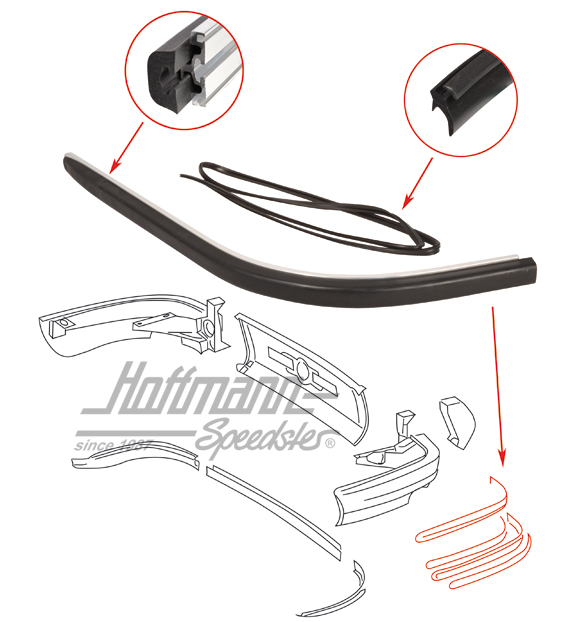 Moulure, pare-chocs, arrière, 65-68, large                                                          