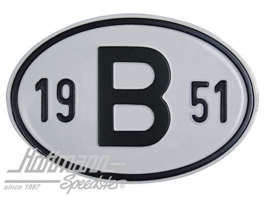 Plaque de nationalité "B", alu, avec année "1951" |  | 020-2397-51